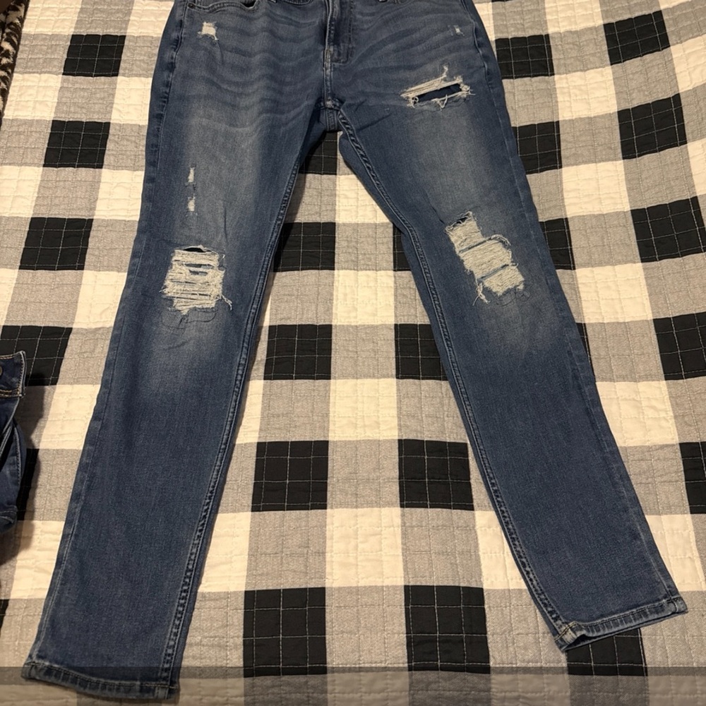 Distressed Blue Jeans